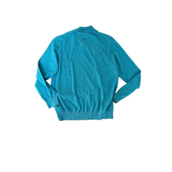 NWOT UNTUCKit Belgurdo Teal Quarter Zip Merino Wool Sweater | Size Medium - Picture 3 of 4